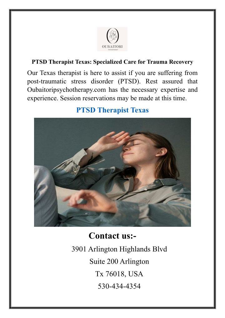 ptsd therapist texas specialized care for trauma