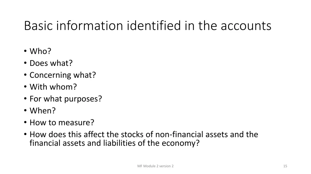 basic information identified in the accounts