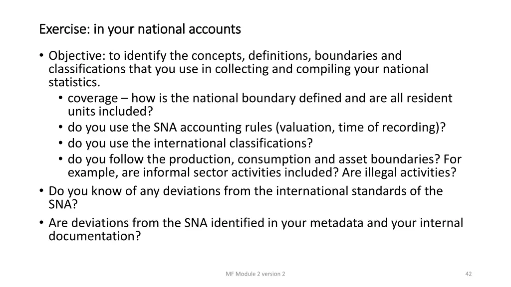 exercise in your national accounts exercise