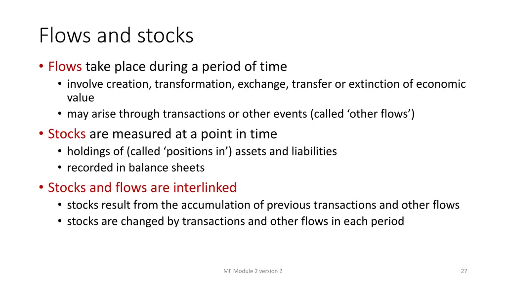 flows and stocks