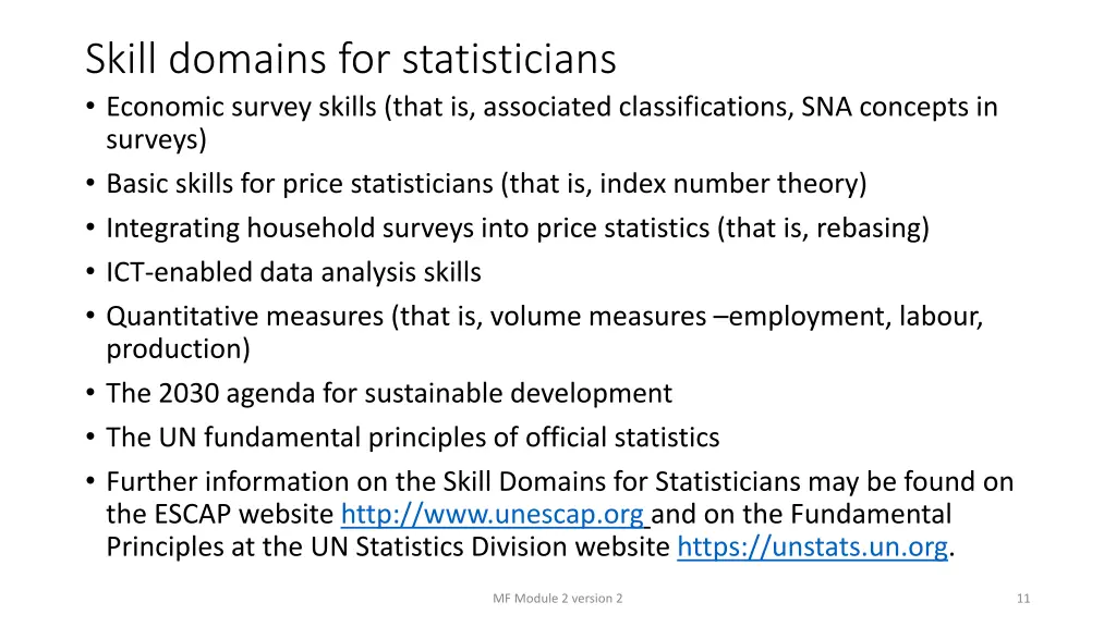 skill domains for statisticians economic survey