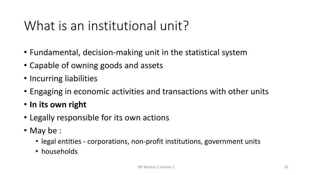 what is an institutional unit