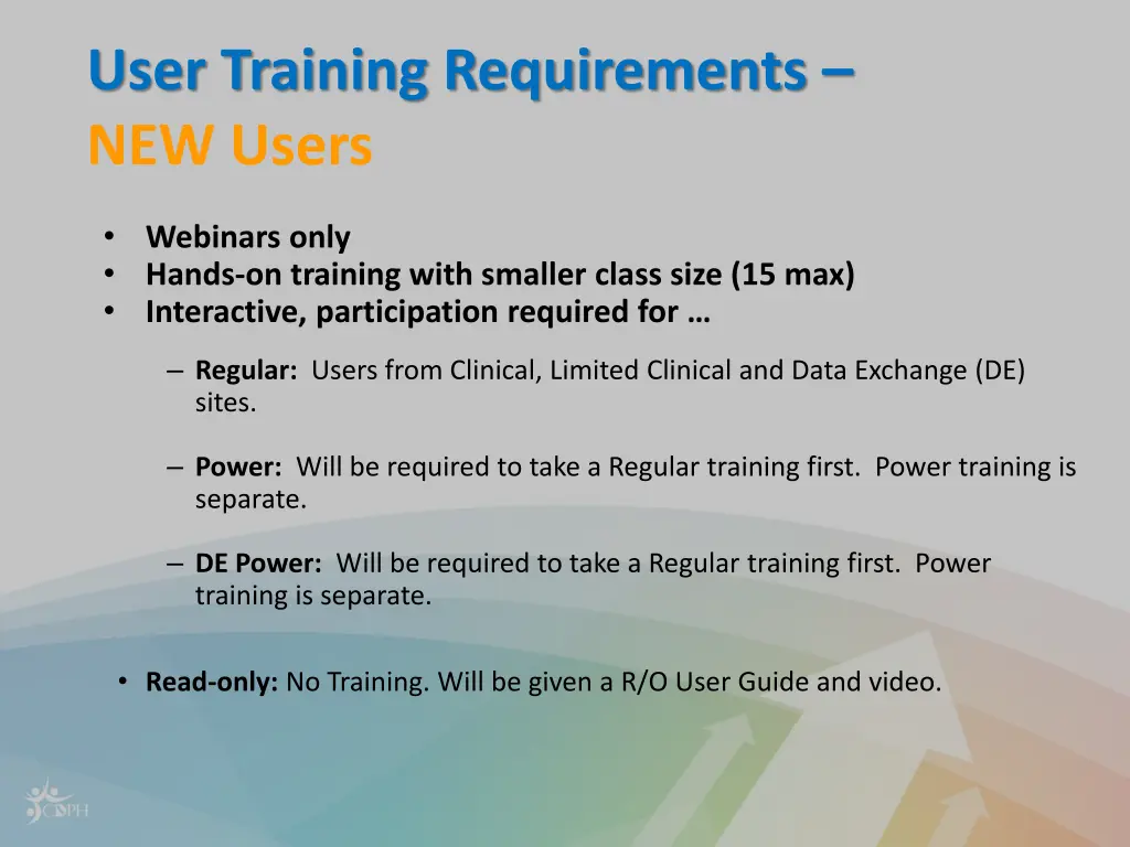 user training requirements new users