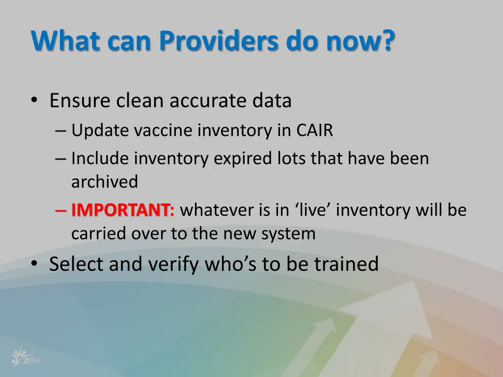 what can providers do now