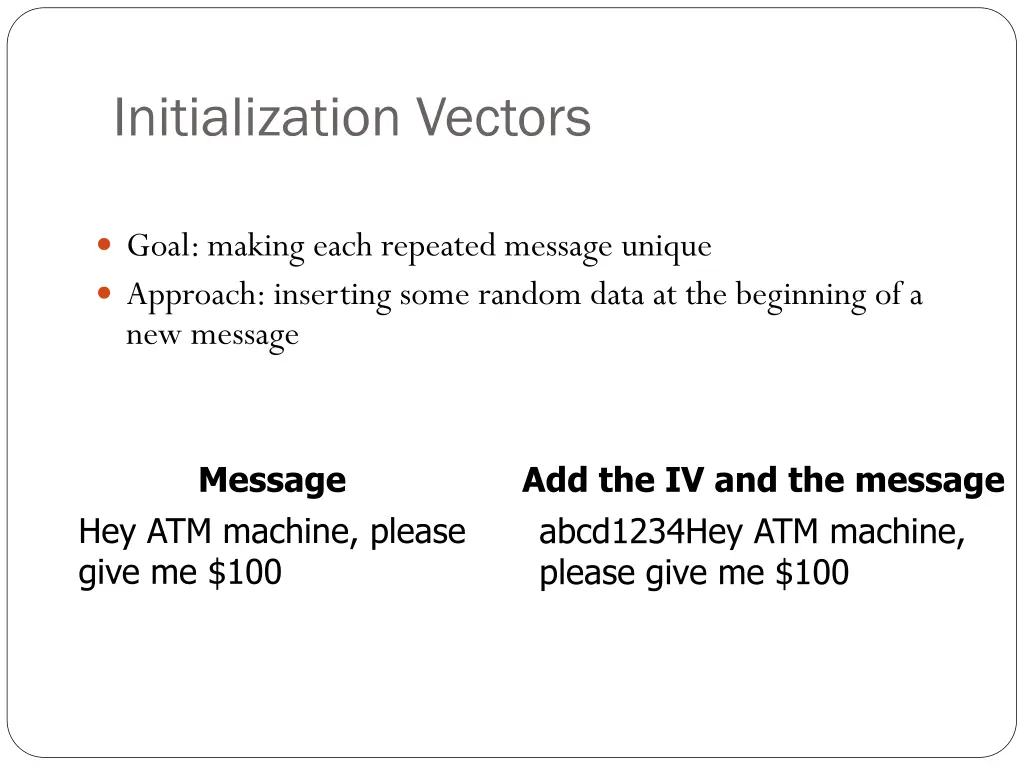 initialization vectors