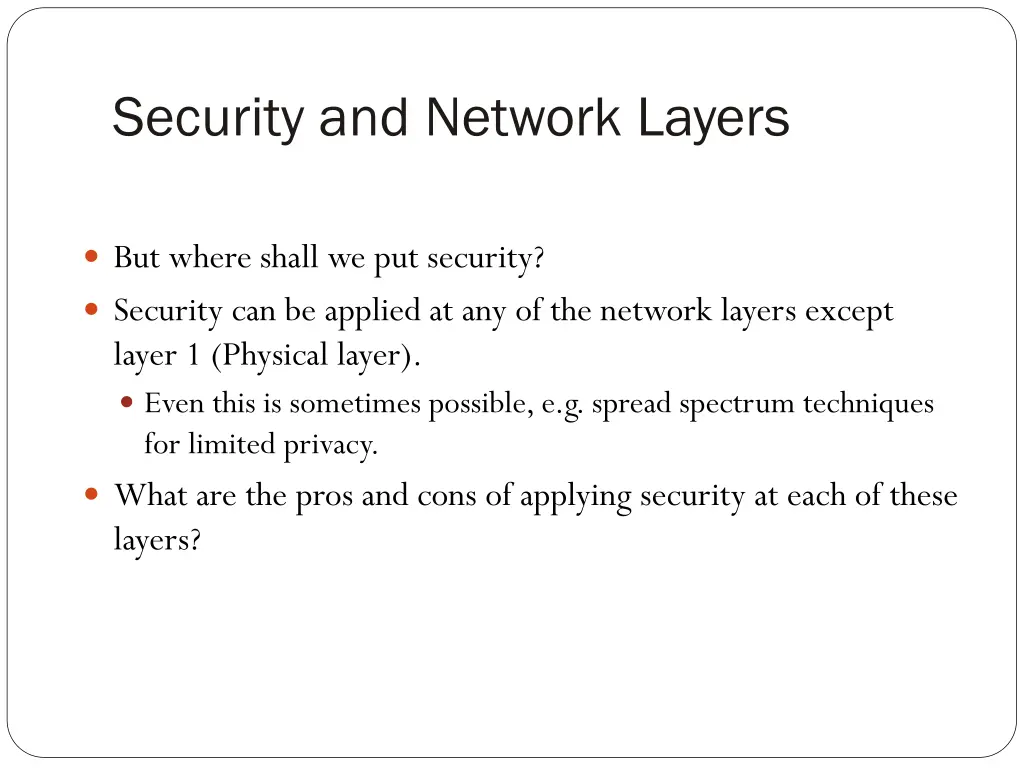 security and network layers