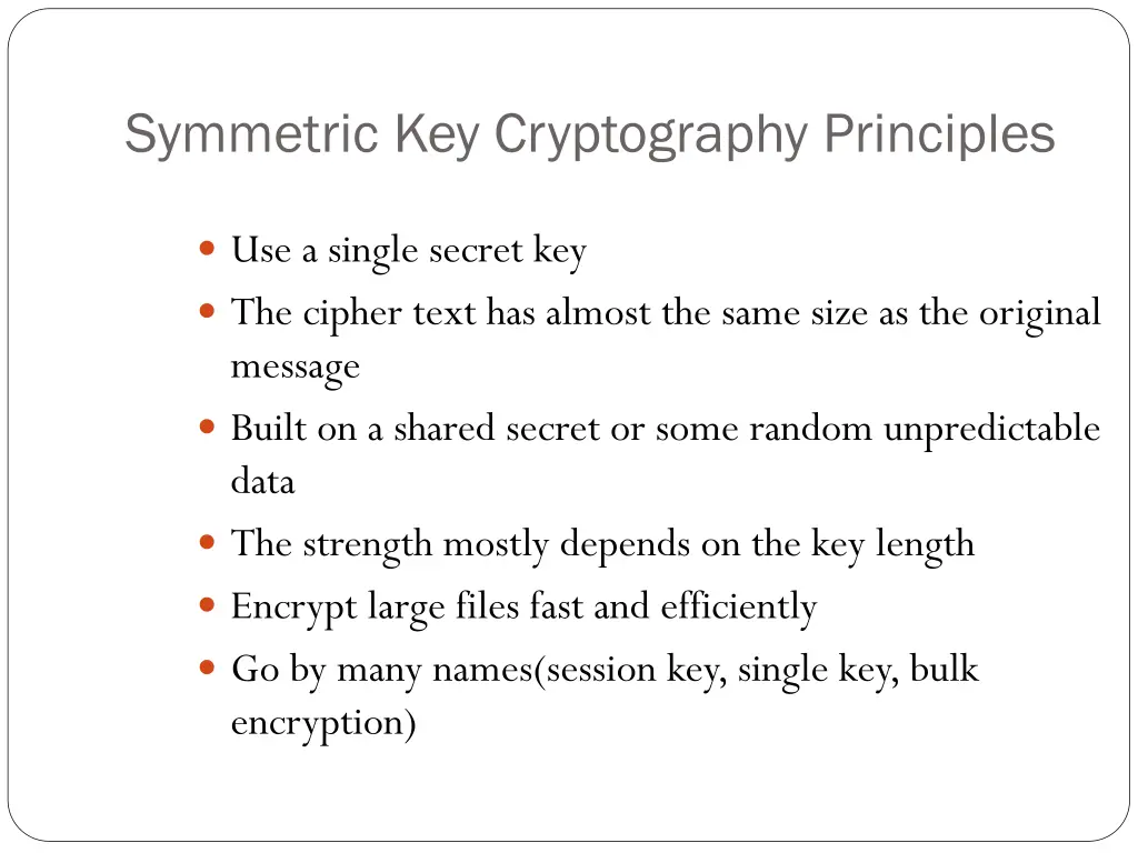 symmetric key cryptography principles