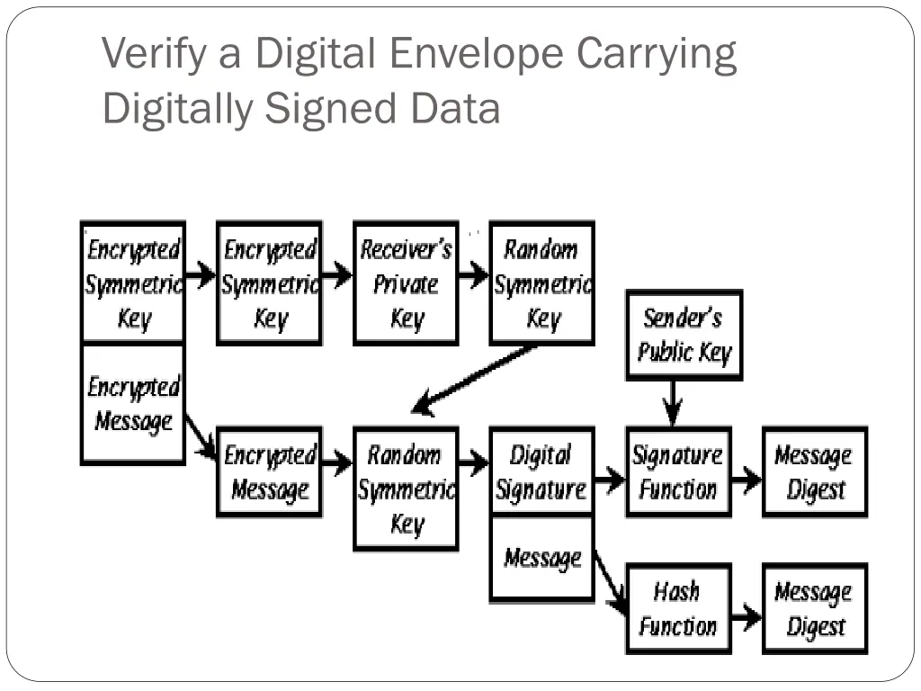 verify a digital envelope carrying digitally