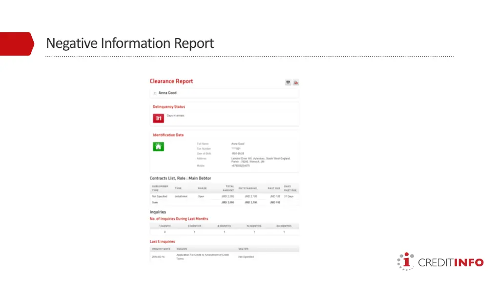 negative information report 2