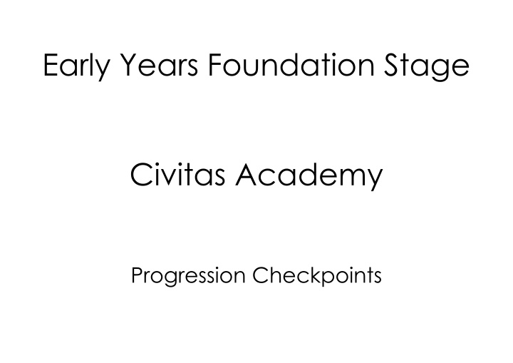 early years foundation stage