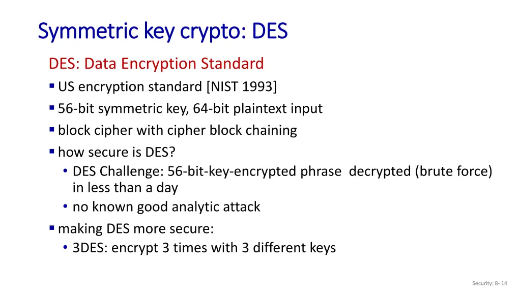 symmetric key crypto des symmetric key crypto des