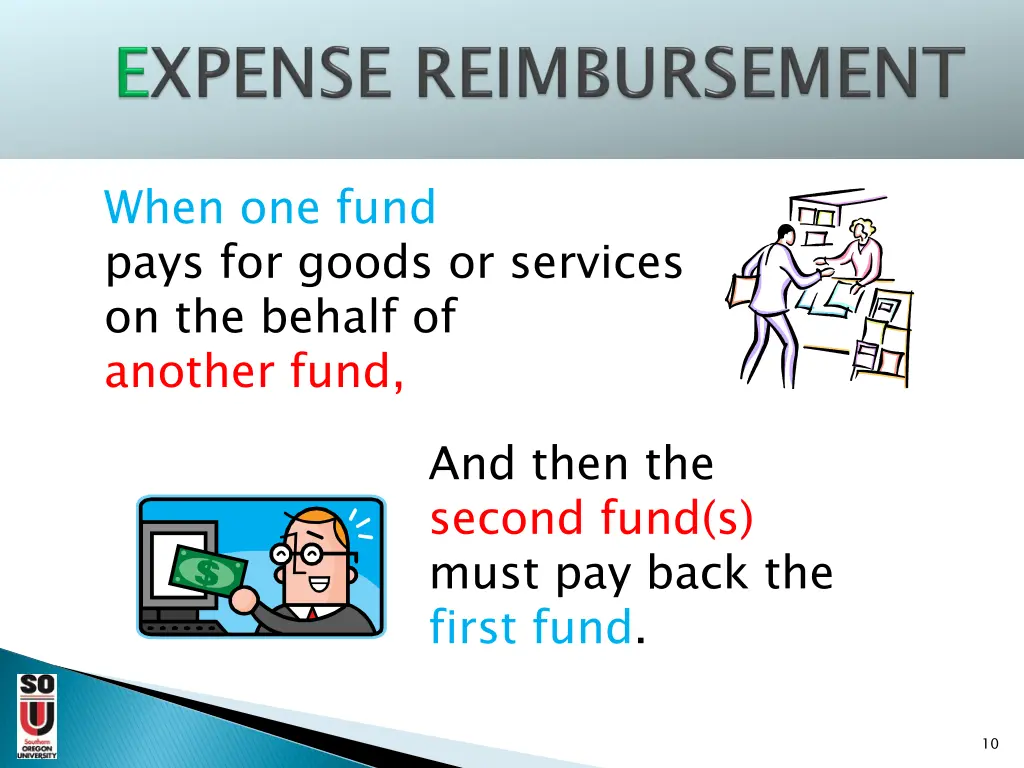 when one fund pays for goods or services