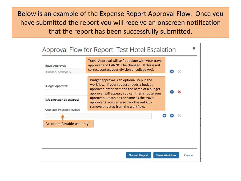 below is an example of the expense report