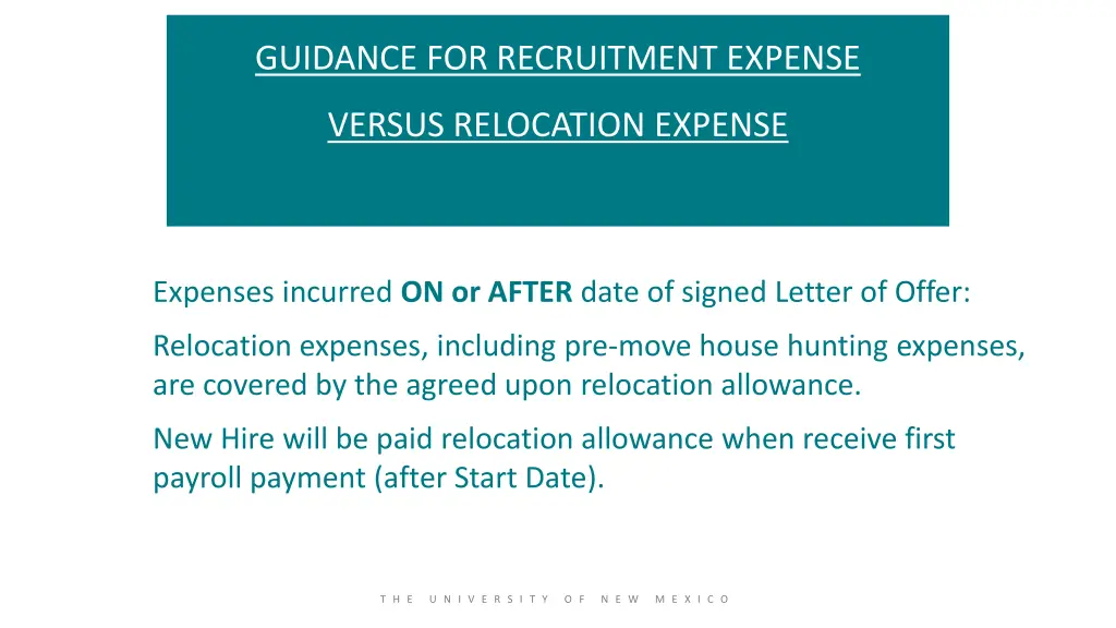 guidance for recruitment expense 2