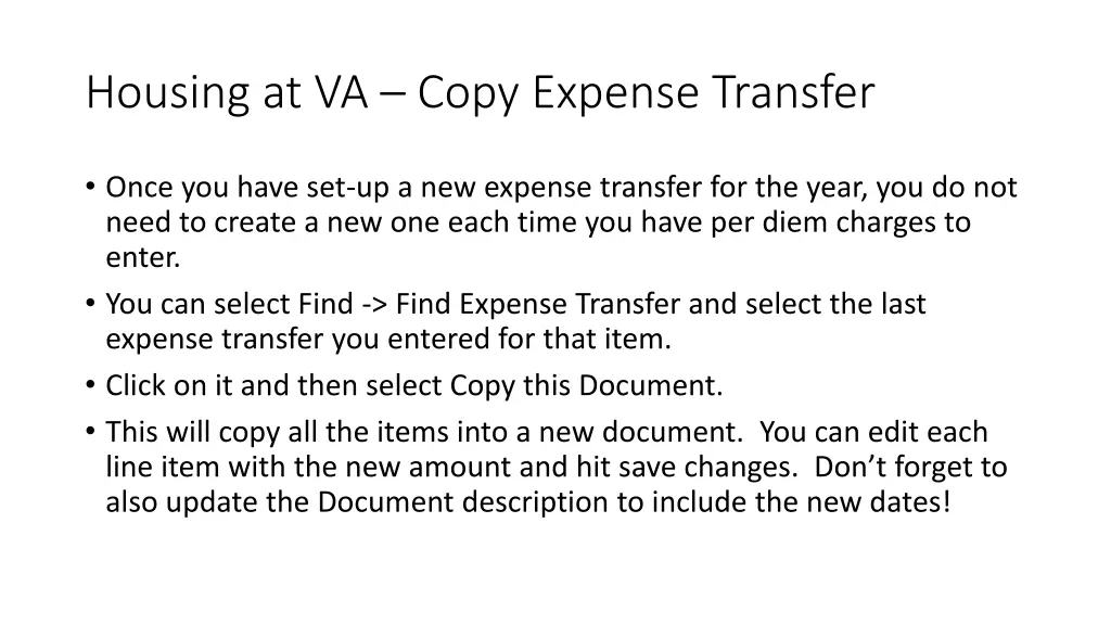 housing at va copy expense transfer