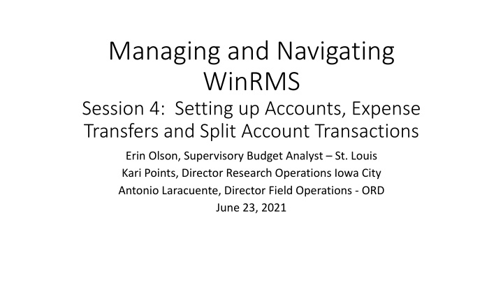 managing and navigating winrms session 4 setting