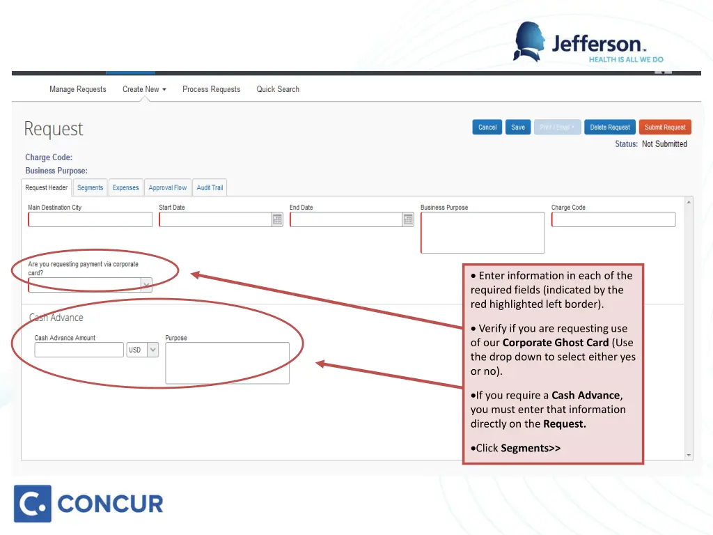 enter information in each of the required fields