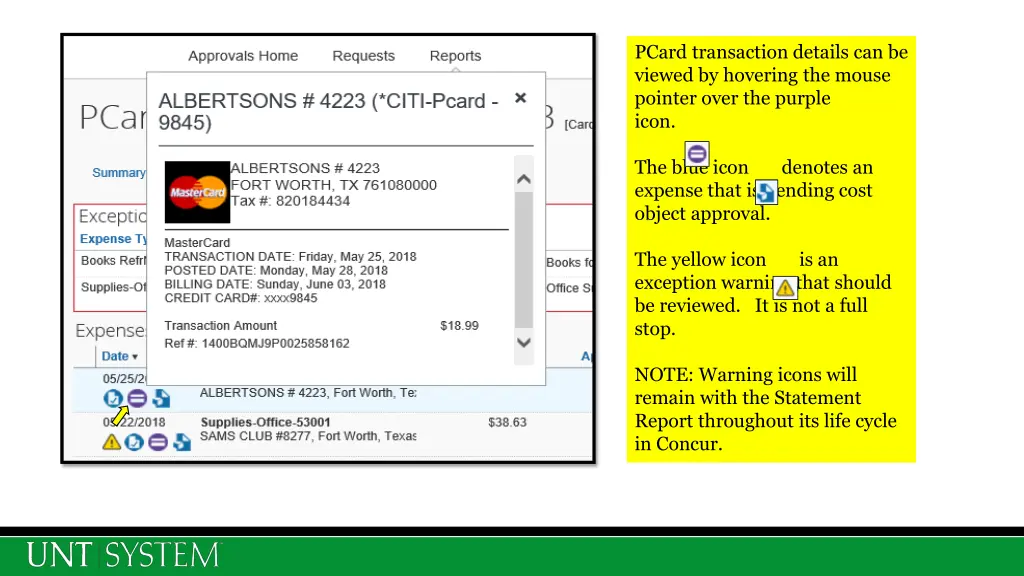 pcard transaction details can be viewed