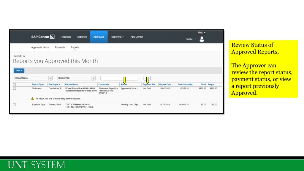 review status of approved reports