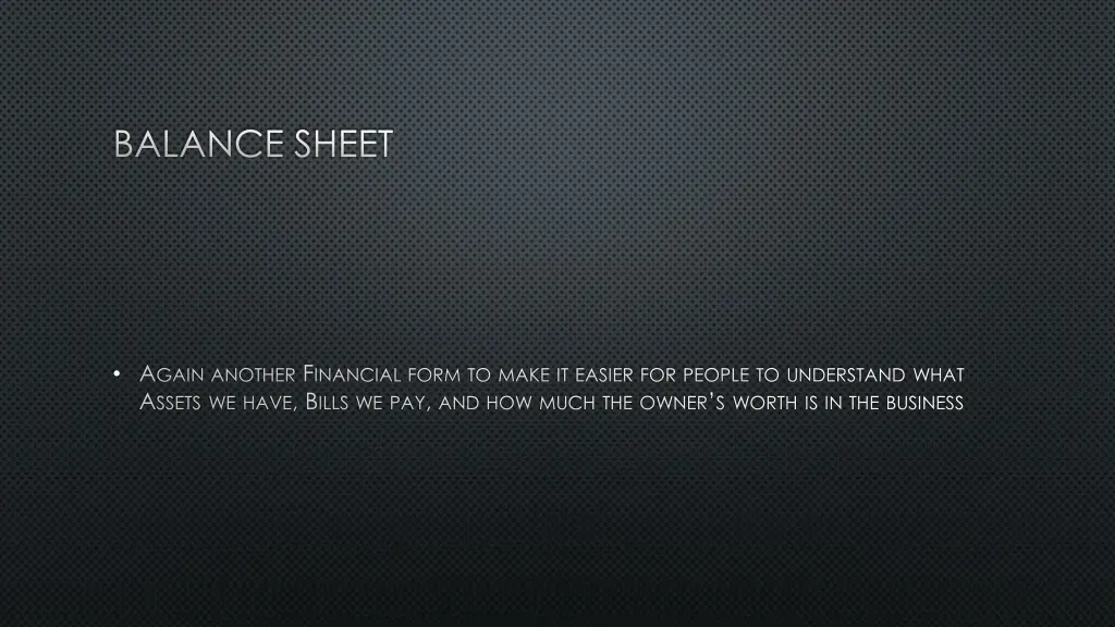 balance sheet