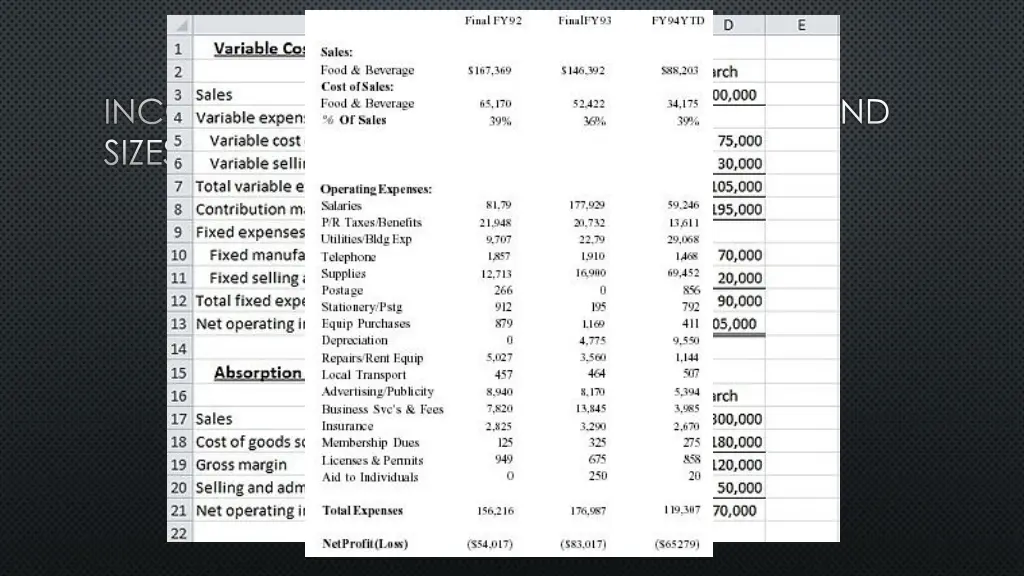 income statements come in all shapes and sizes