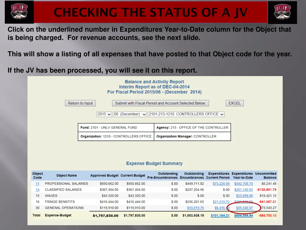 checking the status of a jv 1