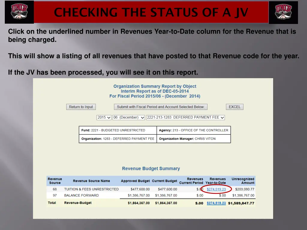 checking the status of a jv 2