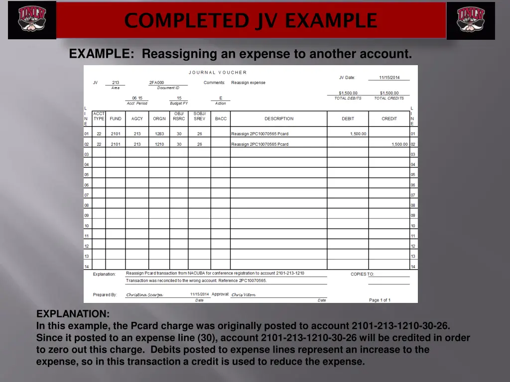 completed jv example