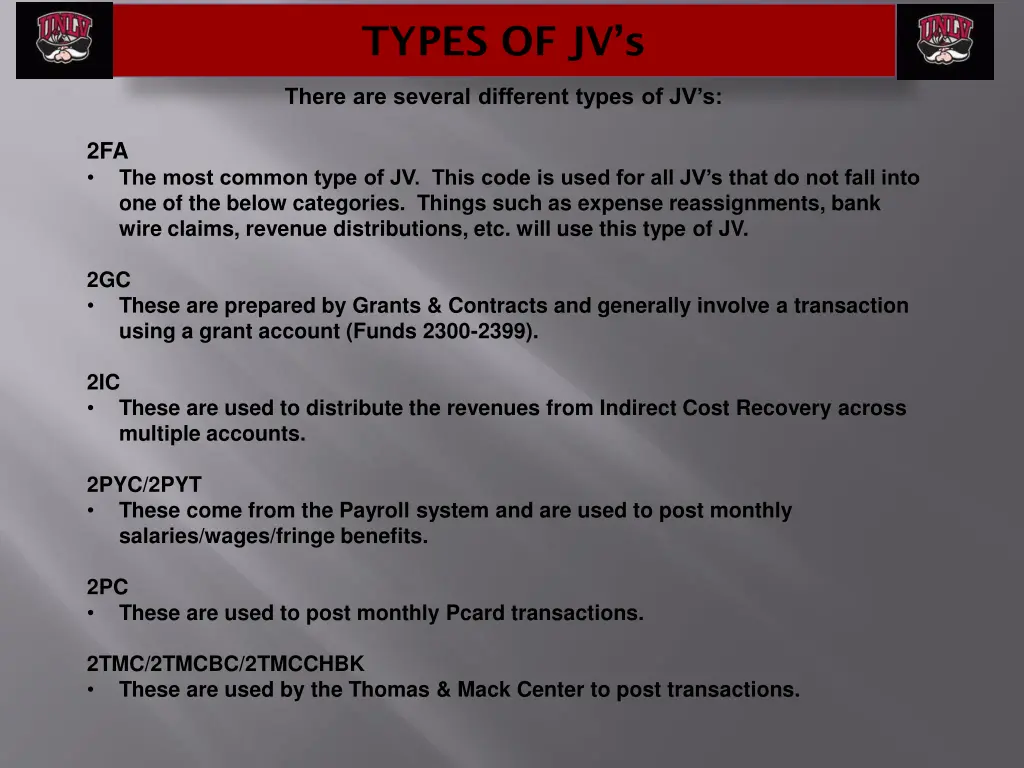 types of jv s