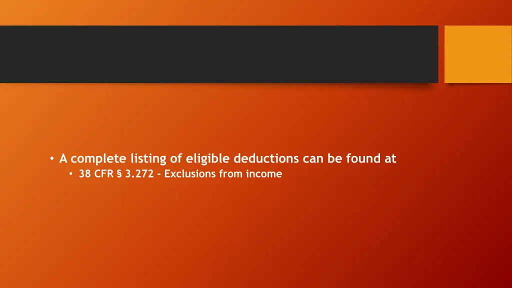 a complete listing of eligible deductions