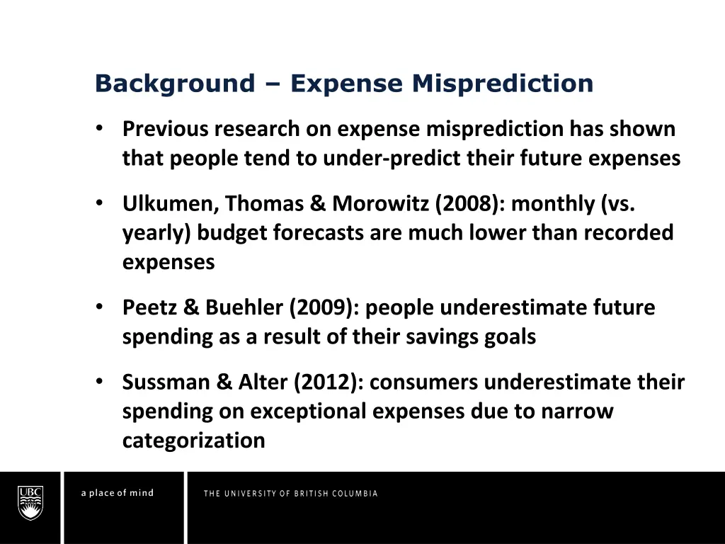 background expense misprediction