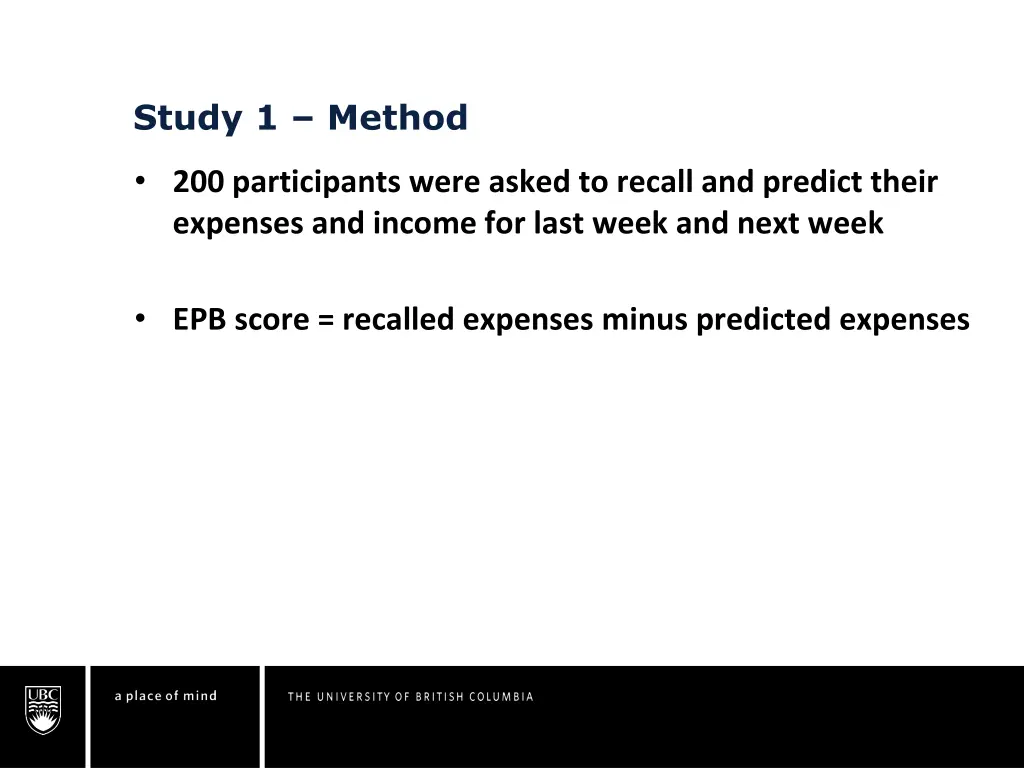 study 1 method