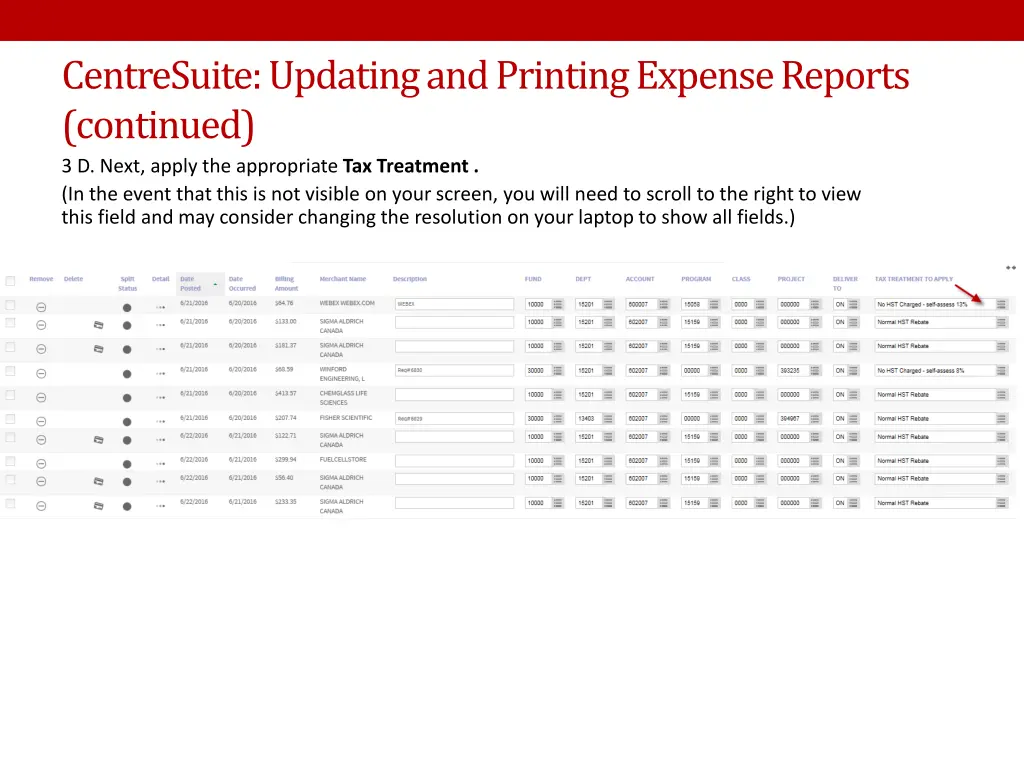 centresuite updating and printing expense reports 4