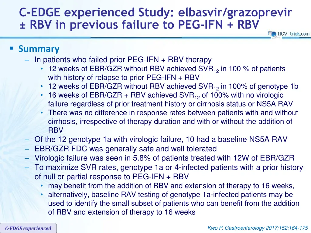 c edge experienced study elbasvir grazoprevir 13