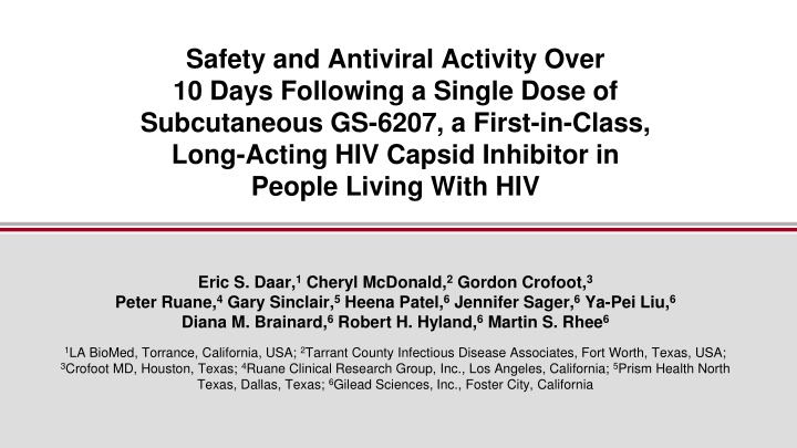 safety and antiviral activity over 10 days