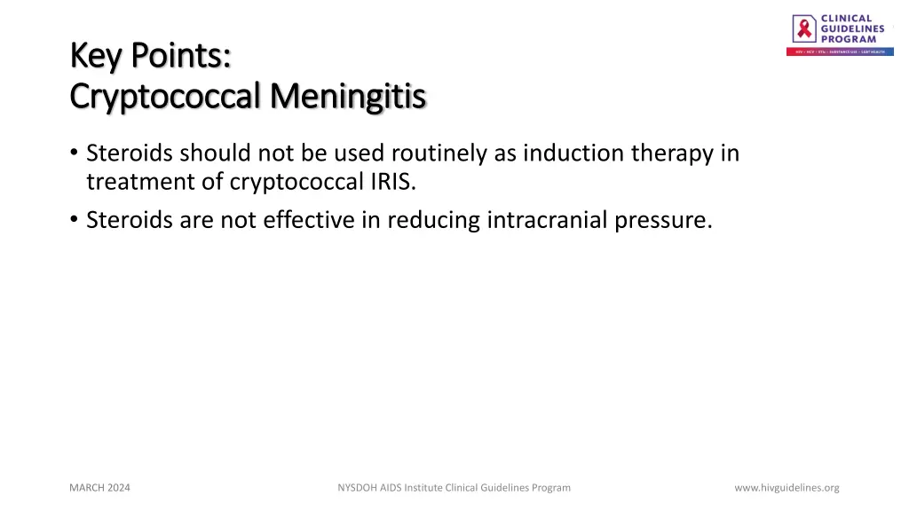 key points key points cryptococcal meningitis