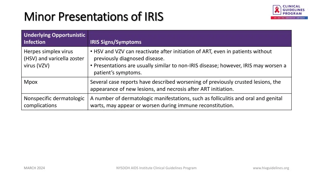 minor presentations of iris minor presentations