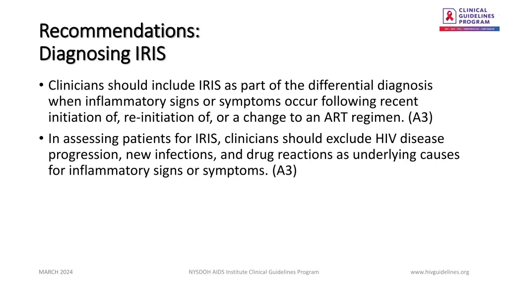 recommendations recommendations diagnosing iris