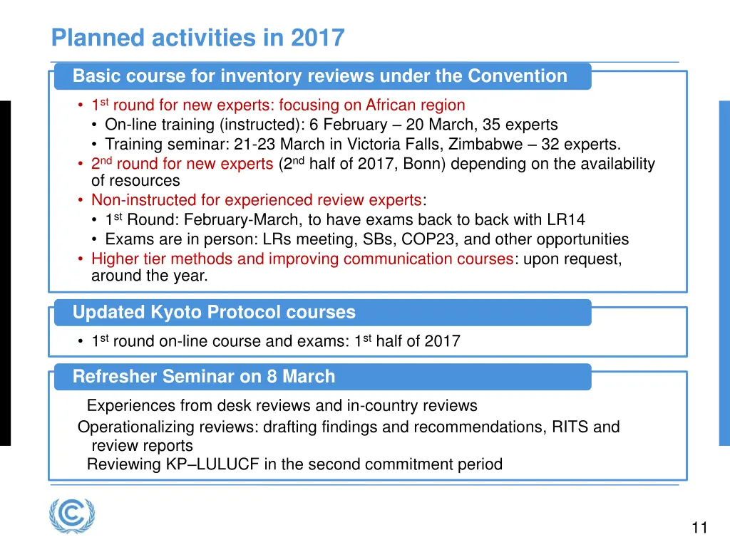 planned activities in 2017