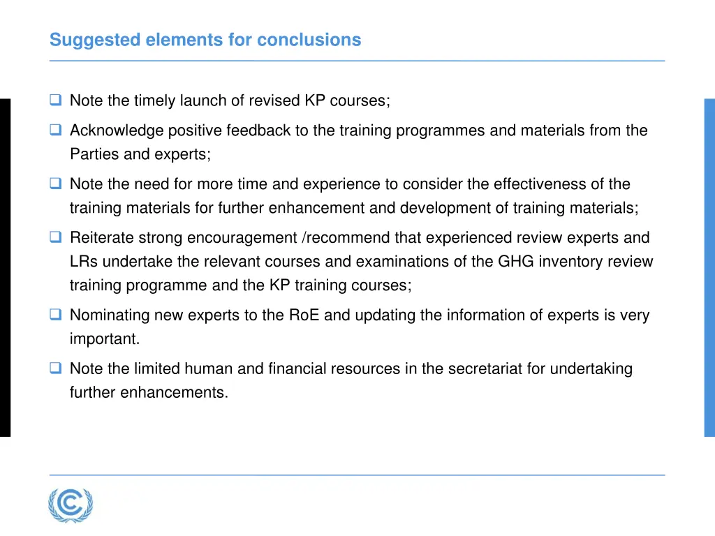 suggested elements for conclusions