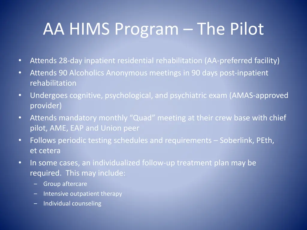 aa hims program the pilot