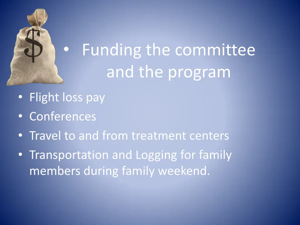 funding the committee and the program