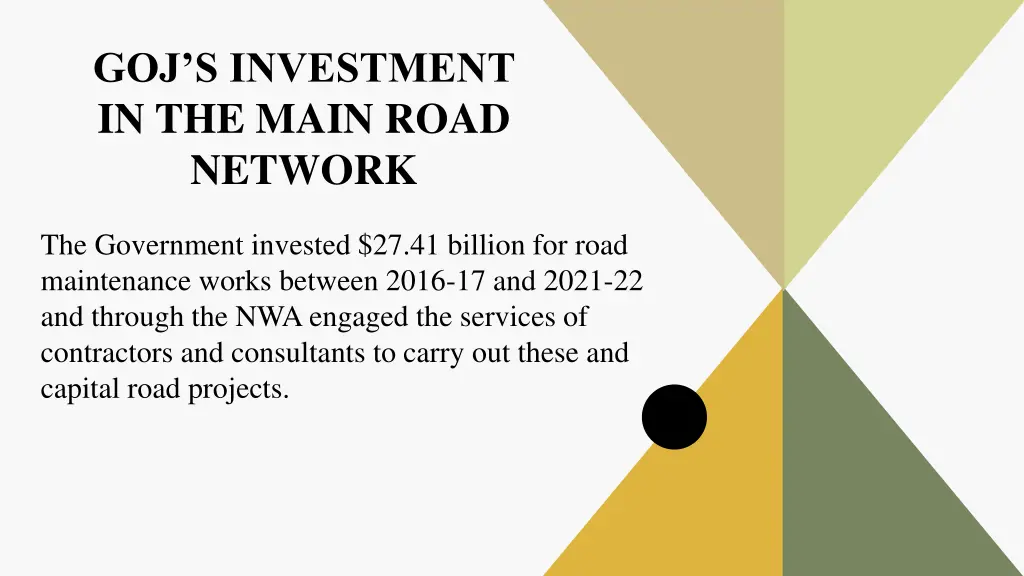 goj s investment in the main road network