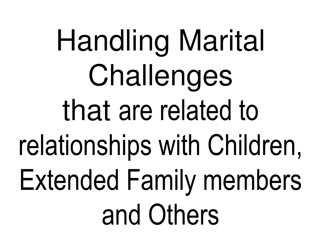 handling marital challenges that are related