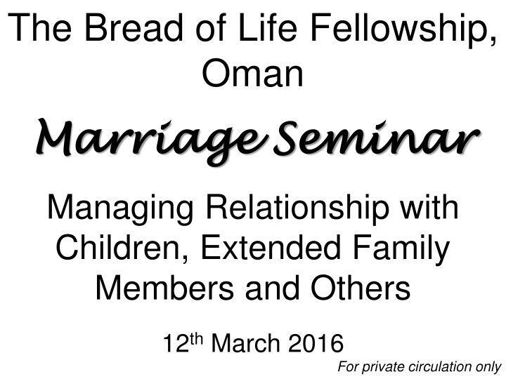 the bread of life fellowship oman marriage