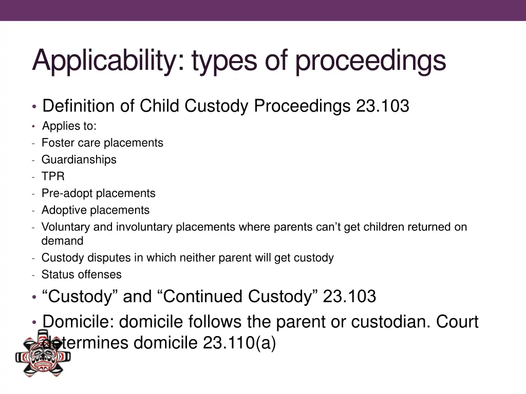 applicability types of proceedings