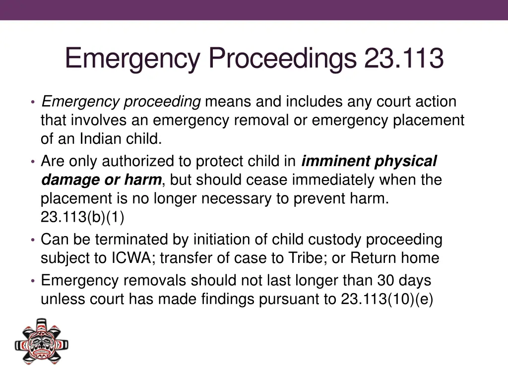 emergency proceedings 23 113