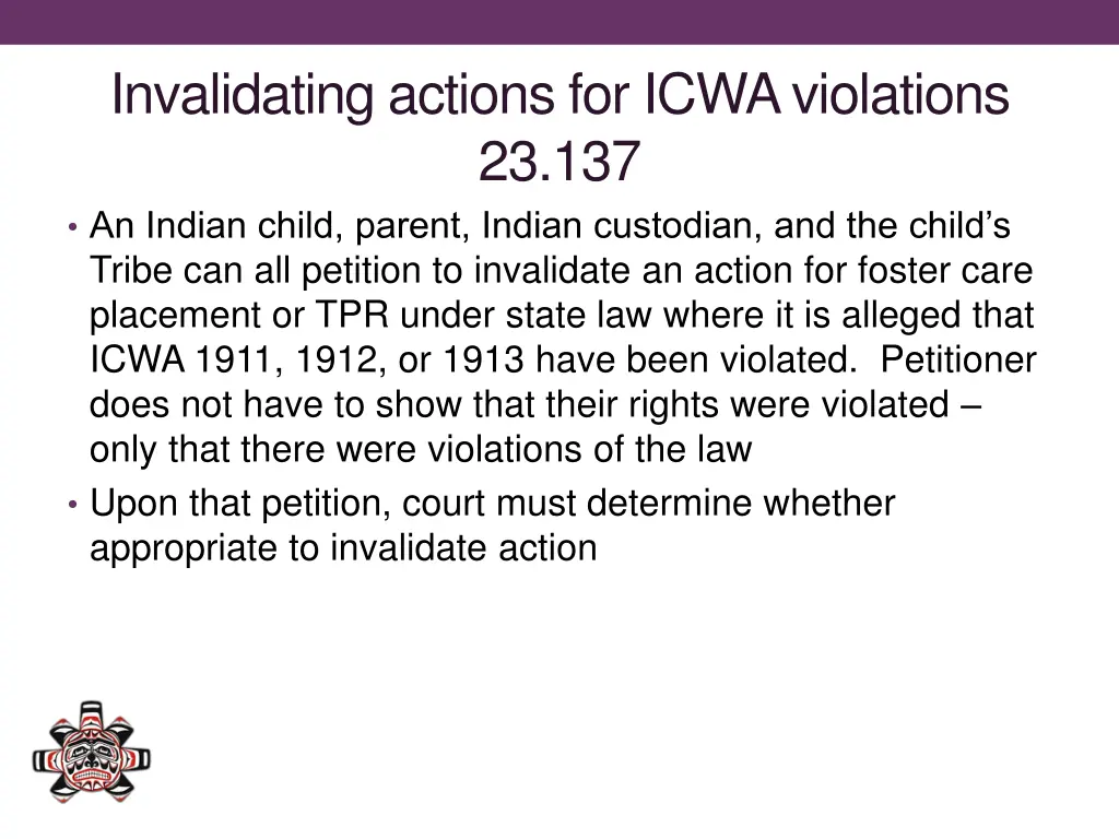 invalidating actions for icwa violations