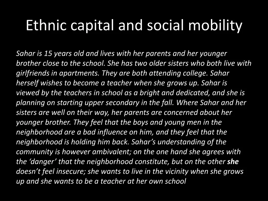 ethnic capital and social mobility