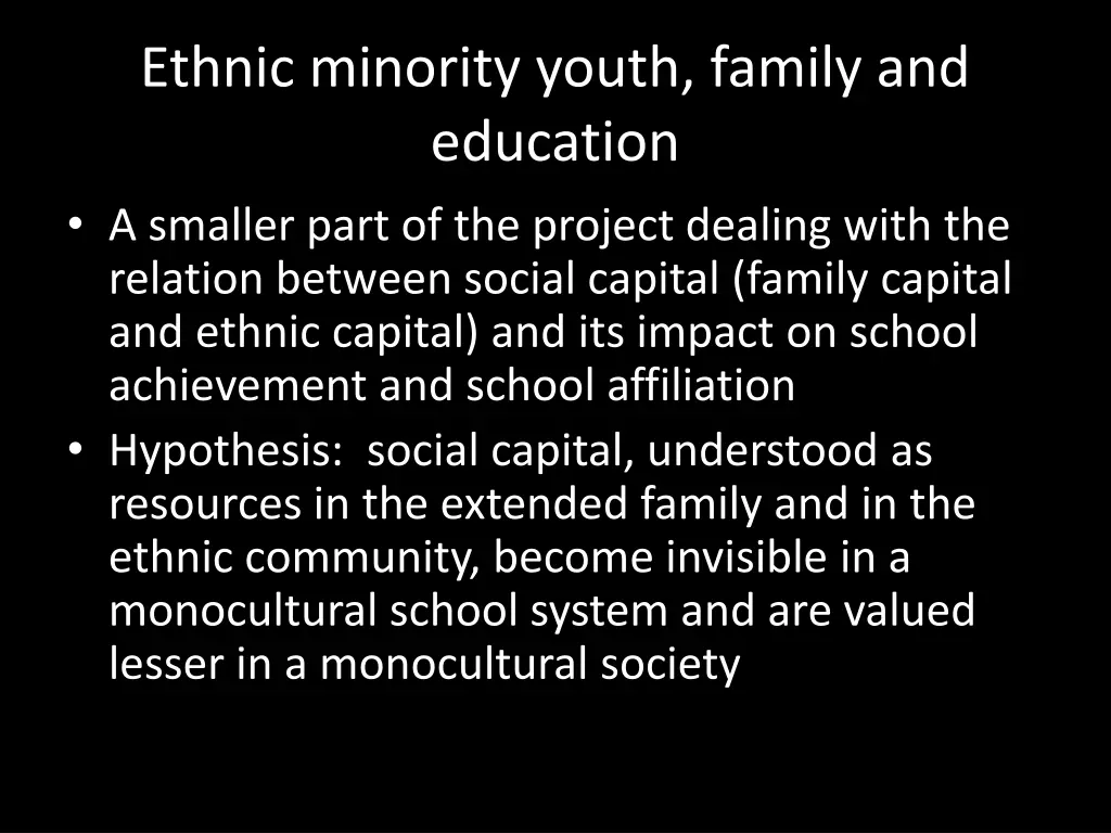 ethnic minority youth family and education